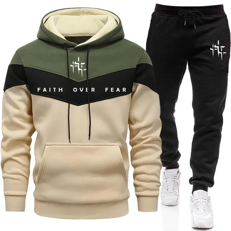 Men'S Fashion Hoodies - Мужской спортивный костюм Faith Over Fear: