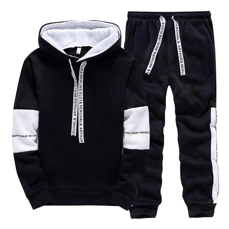 Men'S Fashion Hoodies - Черно-белый мужской спортивный костюм: модные повседневные