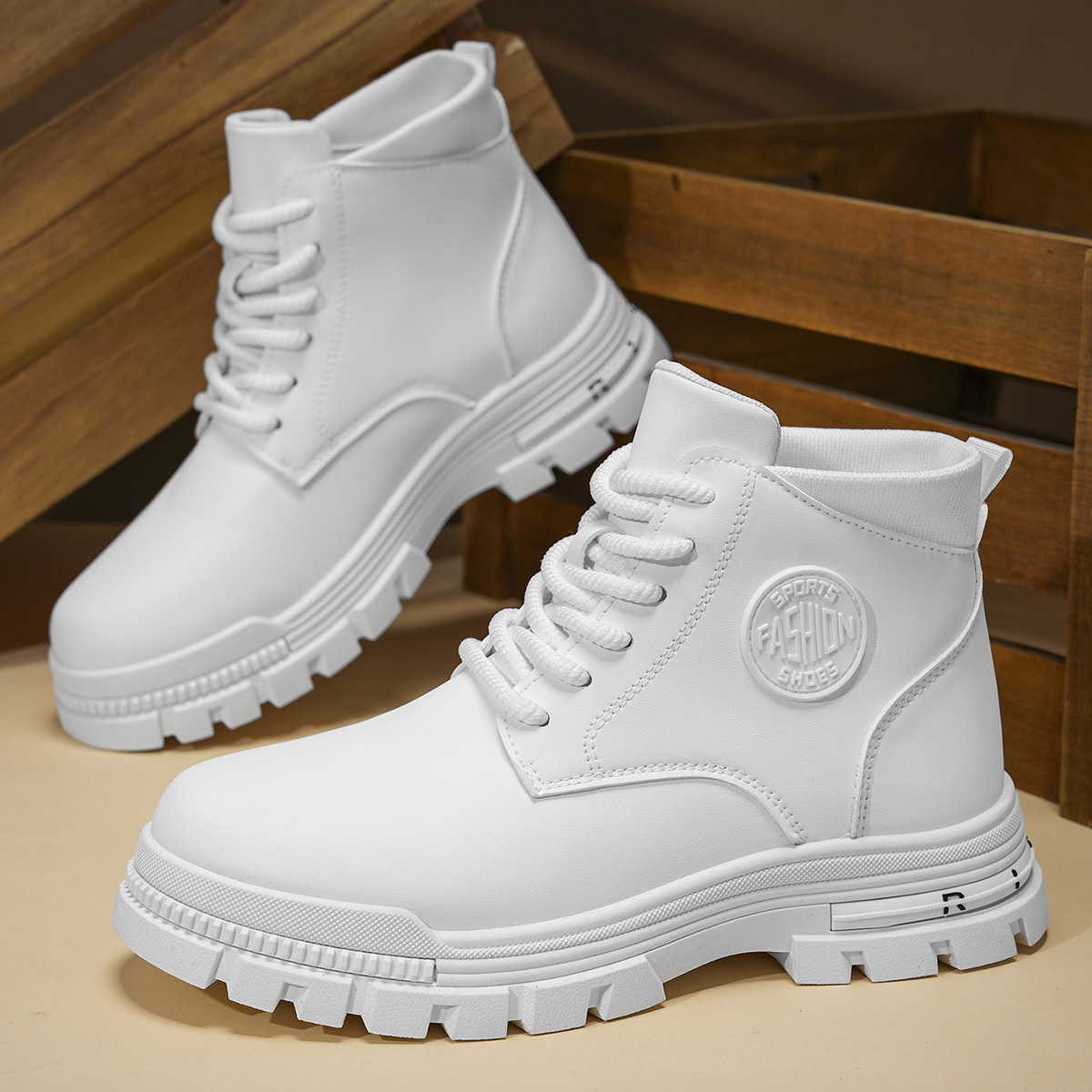 Men'S Fashion Footwear - Мужские модные всесезонные белые мотоциклетные ботинки,