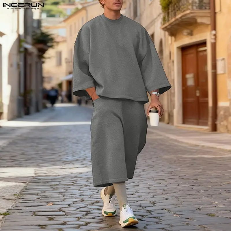 Men'S Fashion Hoodies - Мужской комплект INCERUN: однотонные свободные худи