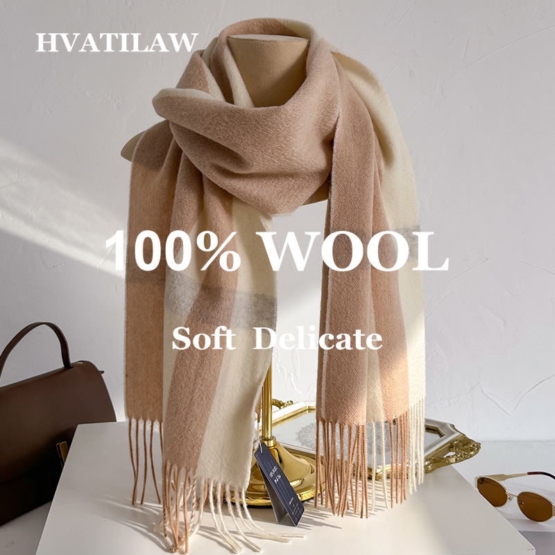 Men Scarf Wool - Шарф из 100% шерсти в клетку