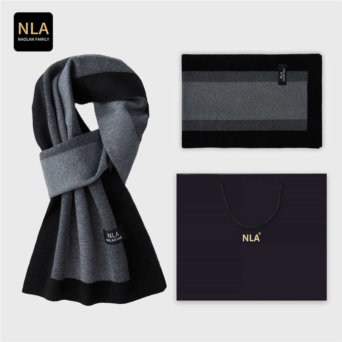 Men Scarf Wool - Подарочная коробка, вязаный мужской шерстяной шарф,