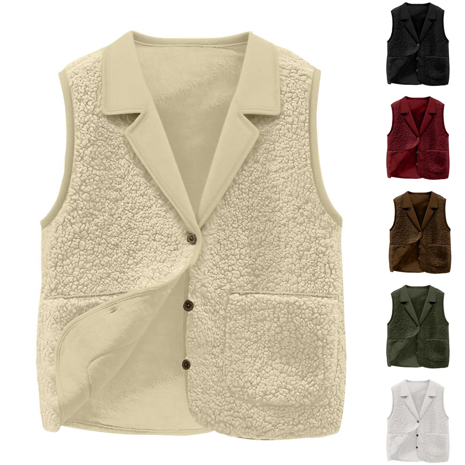 Sherpa Jacket Fleece - Женский флисовый жилет из шерпа, воротник