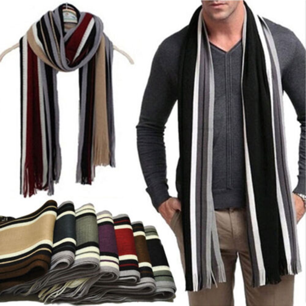 Кашемировый мужской полосатый  – обзор и цена Men Scarf Wool