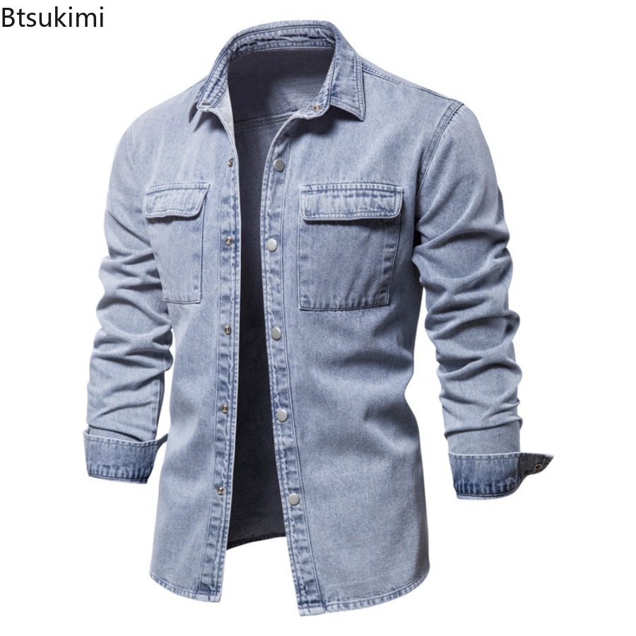 Весенне-осенние мужские модные – обзор и цена Jeans Shirt Fashion For Men